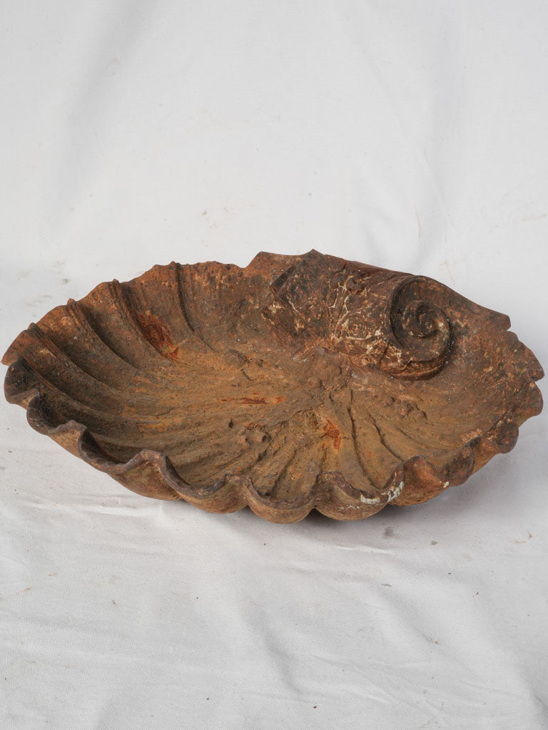 Rust-brown scallop shell basin  