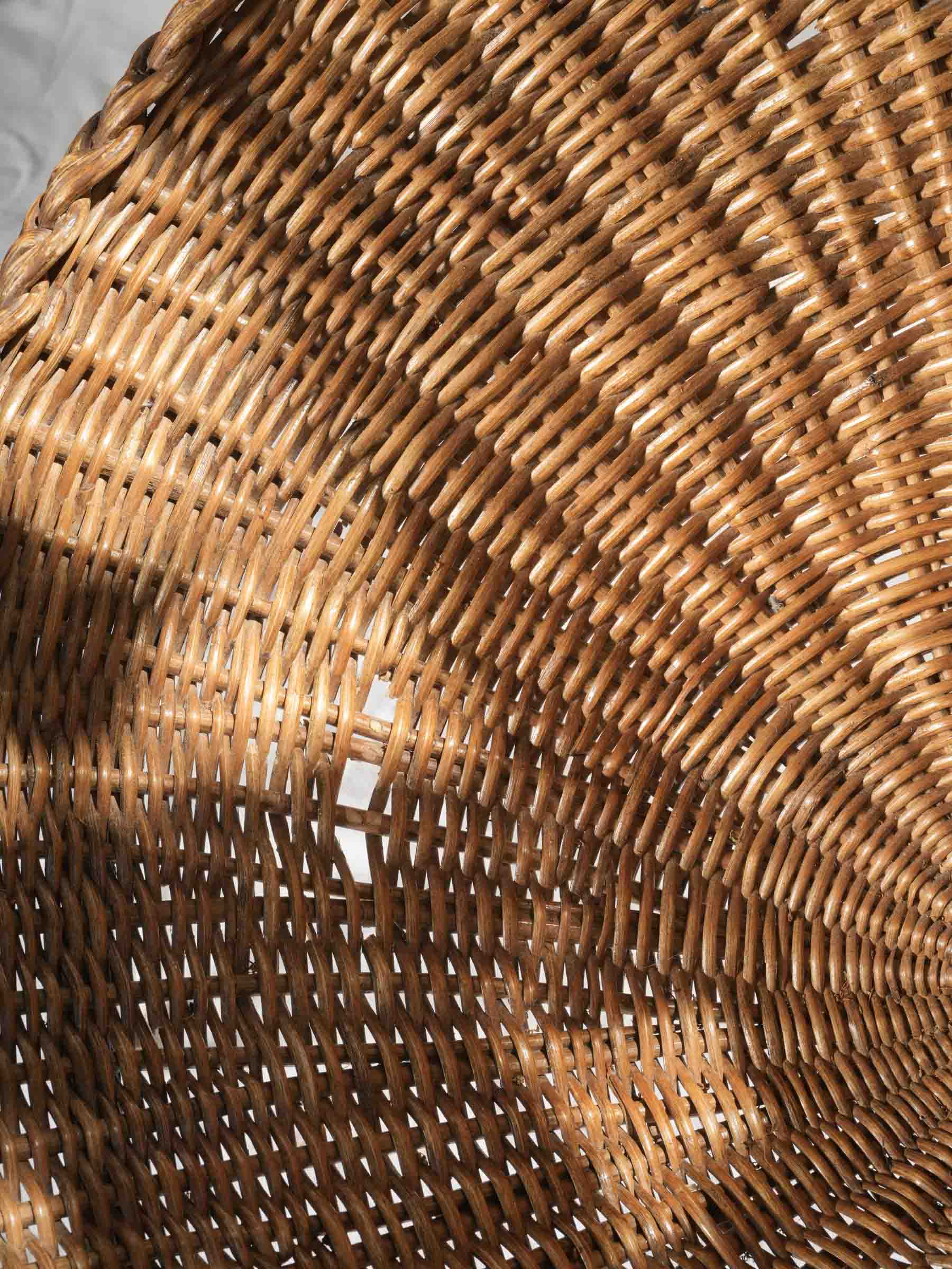 Handwoven Rattan Patio Set w/ Four Chairs and Coffee Table, 1960s