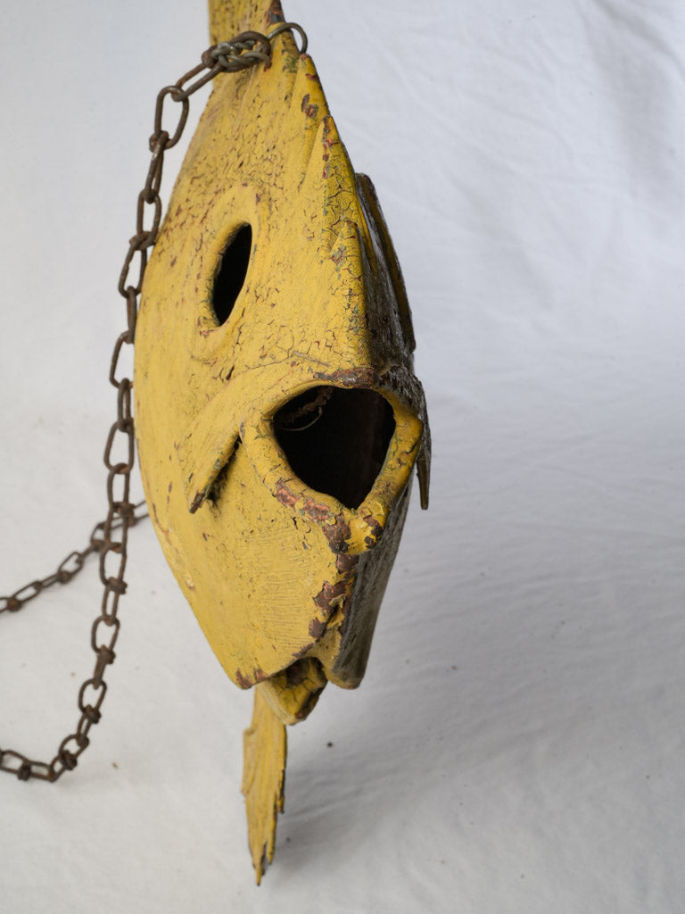 Large Antique French Restaurant Sign, Yellow Fish - 27½"