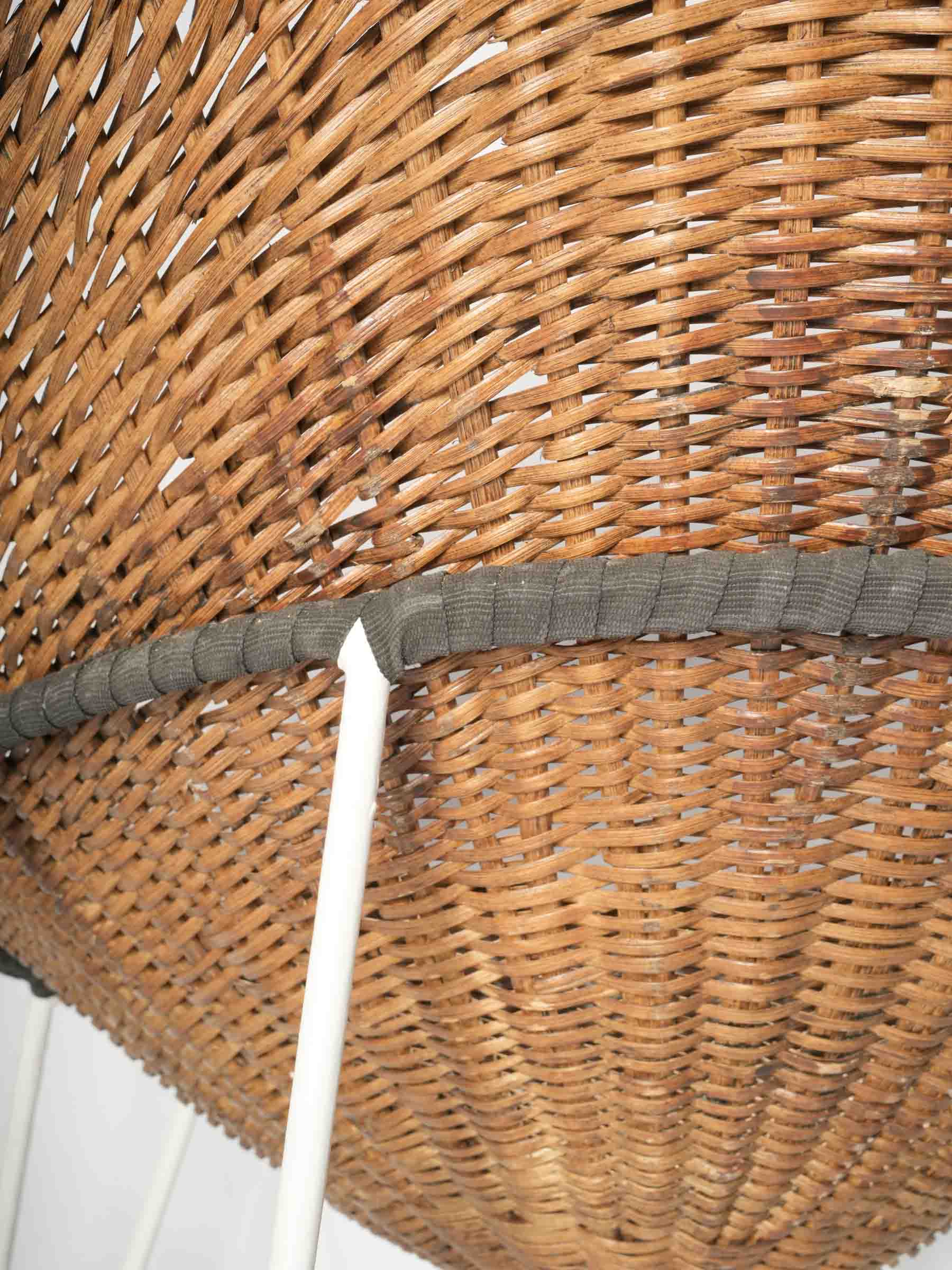 Handwoven Rattan Patio Set w/ Four Chairs and Coffee Table, 1960s