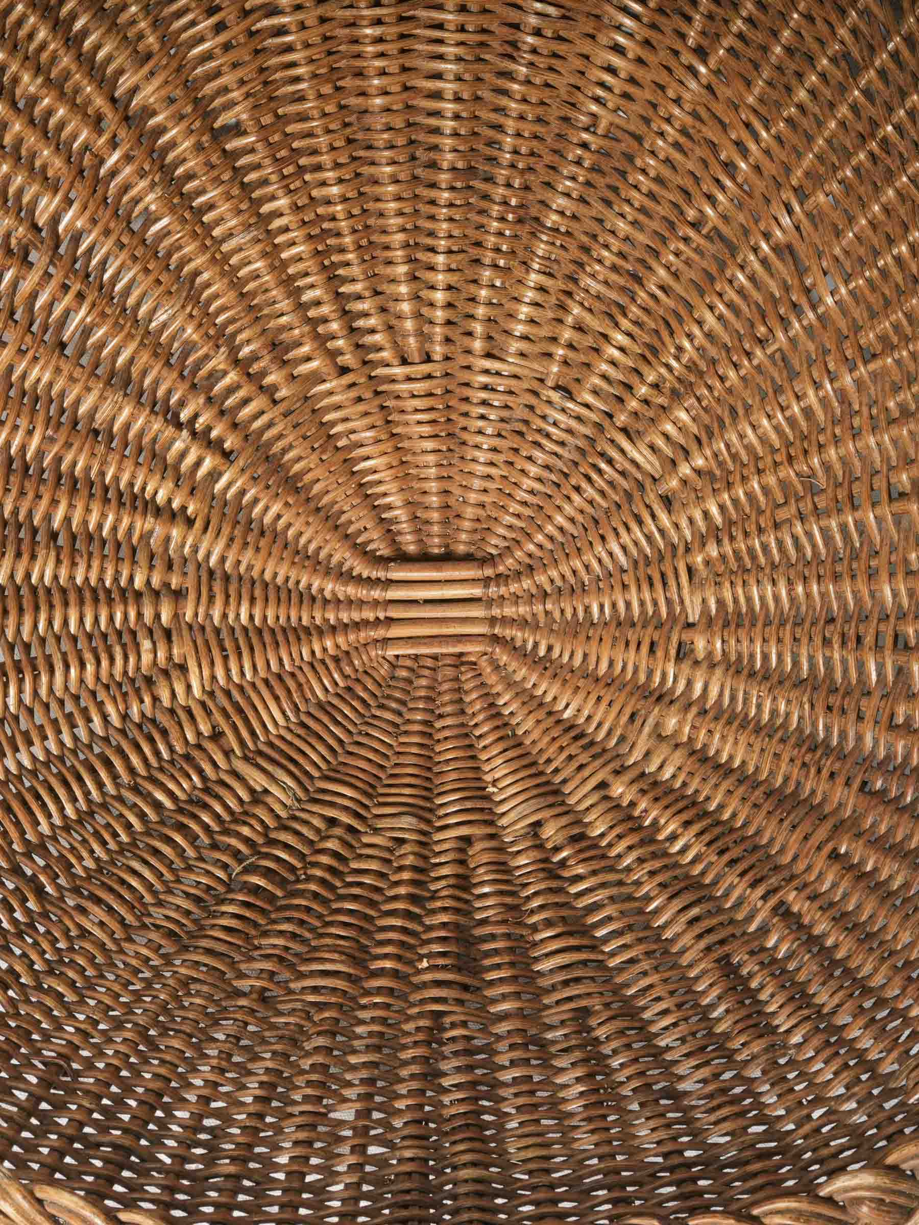 Handwoven Rattan Patio Set w/ Four Chairs and Coffee Table, 1960s