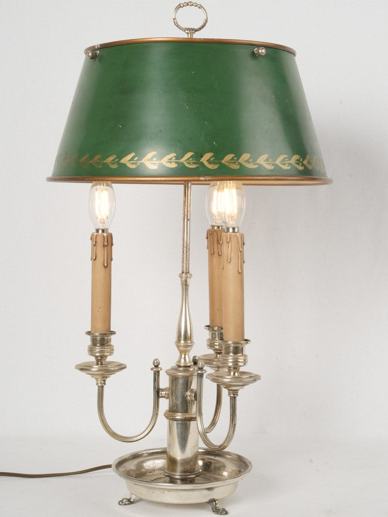 Vintage silver-plated French office lamp