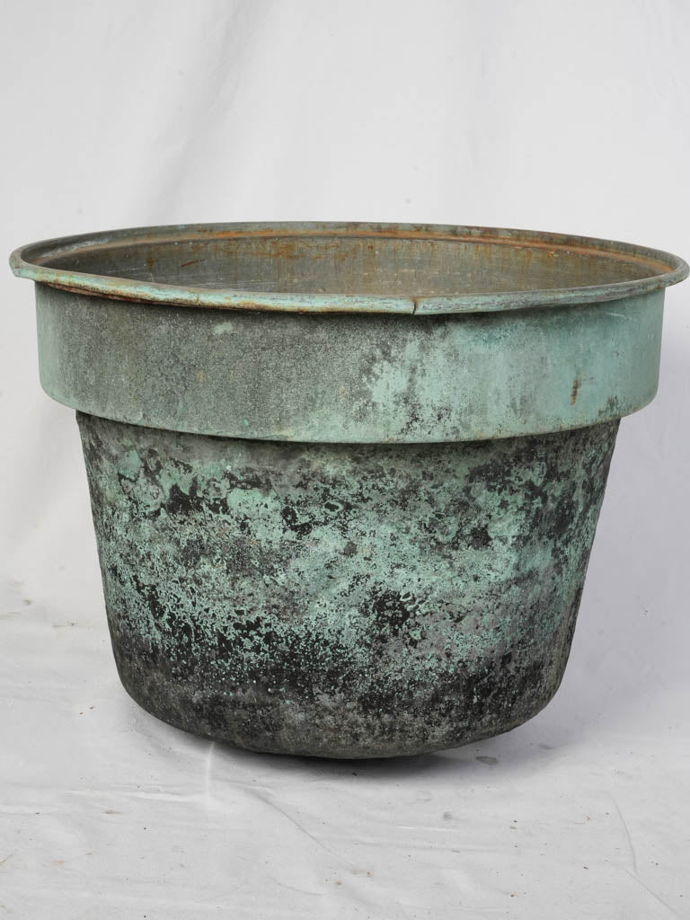 Very Large Patinated Copper Jardinière From a Salvaged Industrial Vessel - 19¼"