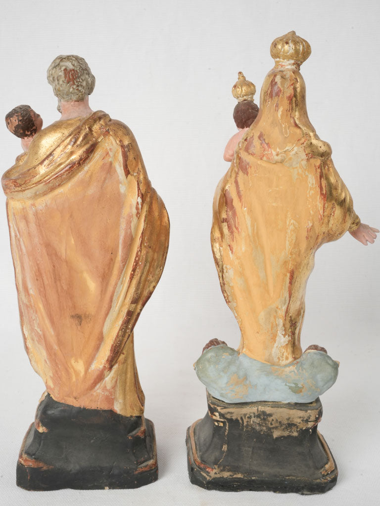 Ornate gilded Mary Joseph Jesus statuettes