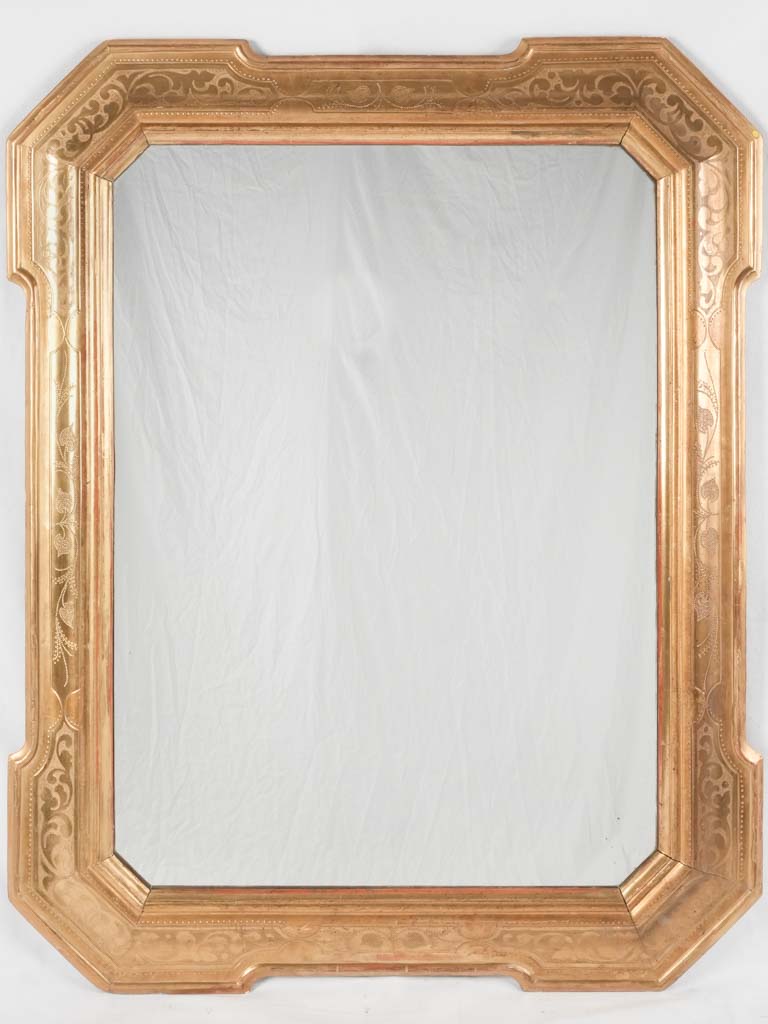 Large gilded mirror w/ chamfered corners - 19th century - 50¾" x 39¾"