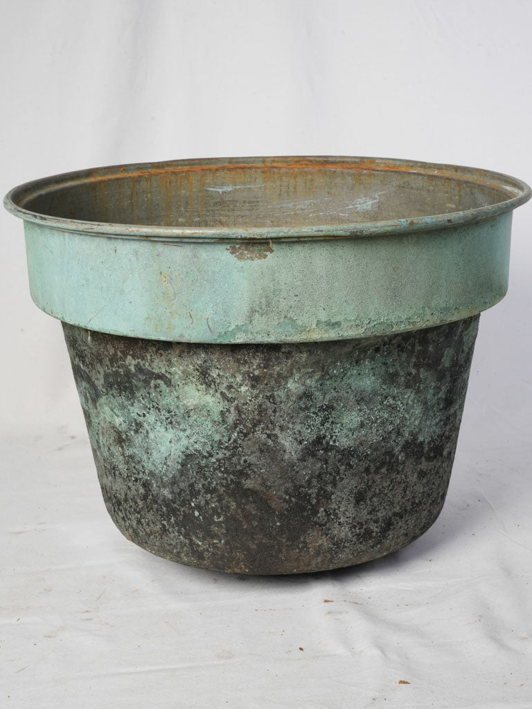 Very Large Patinated Copper Jardinière From a Salvaged Industrial Vessel - 19¼"