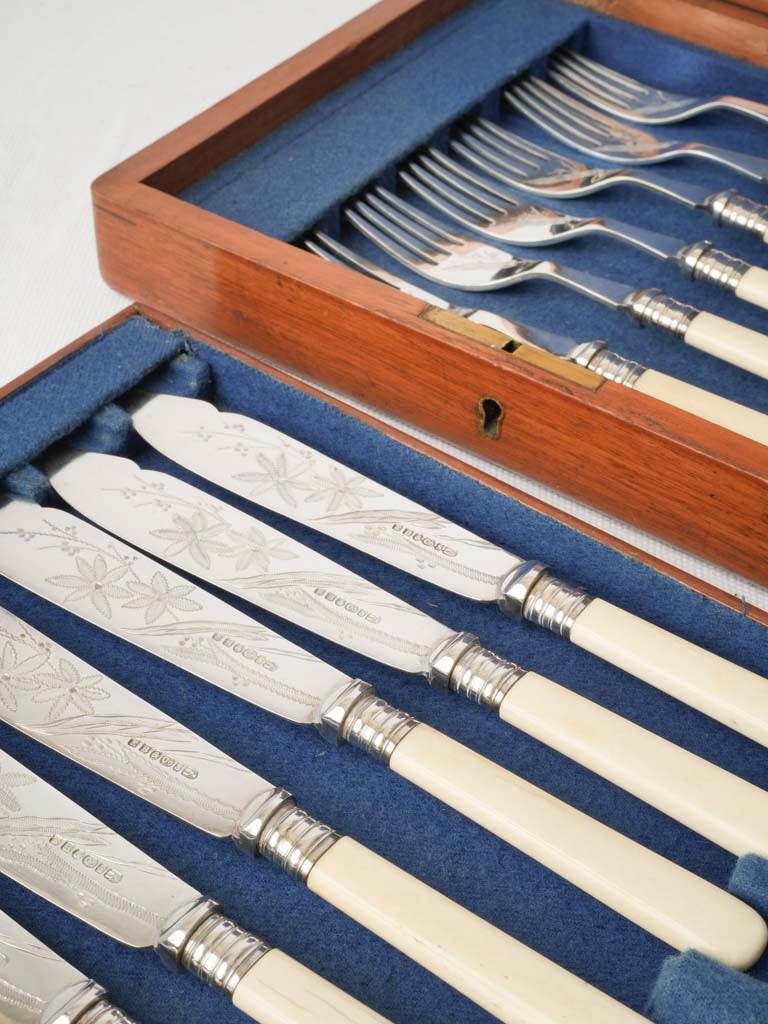 ornate floral motif fish knives