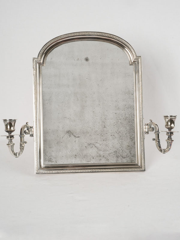 Graceful Edwardian silver candelabra mirror