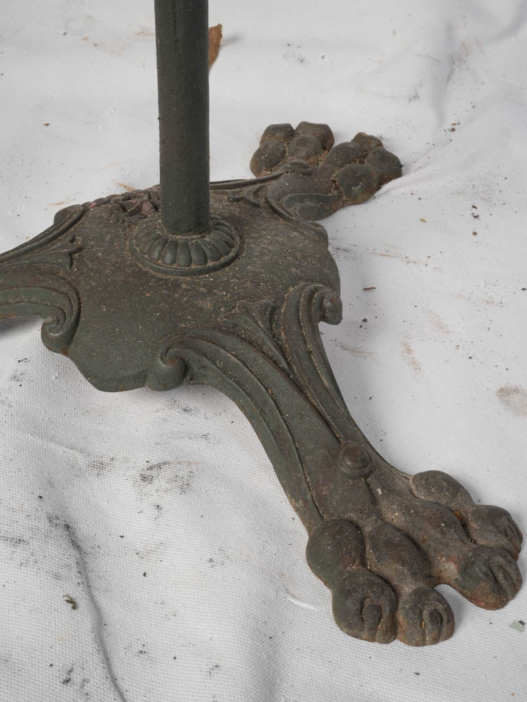 Late 19th to Early 20th Century French Cast Iron Bistro Table w/ Dark Slate Finish and Lion Paw Base - 28" x 21¾"