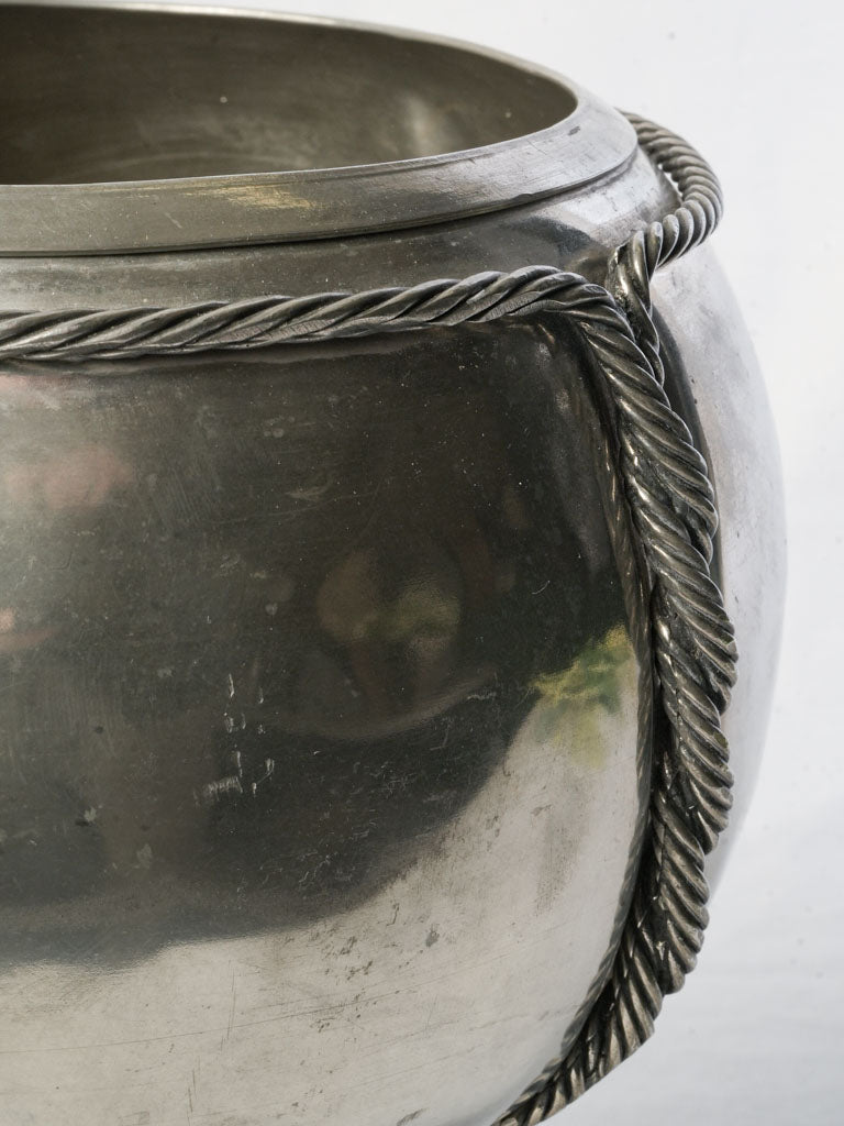 Striking French 1970s Pewter Champagne Bucket by Jean Goardère in Cork Form - 10¼"