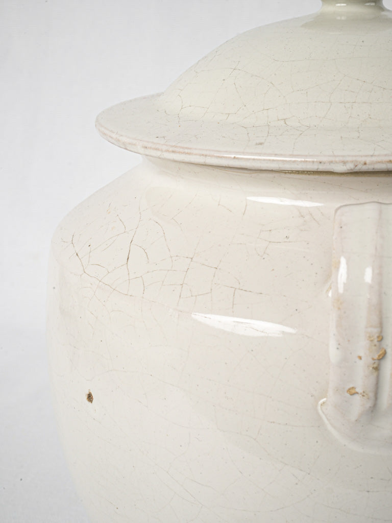 Vintage white terracotta preserve pot
