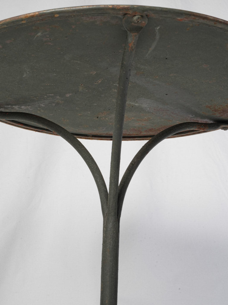 Late 19th to Early 20th Century French Cast Iron Bistro Table w/ Dark Slate Finish and Lion Paw Base - 28" x 21¾"