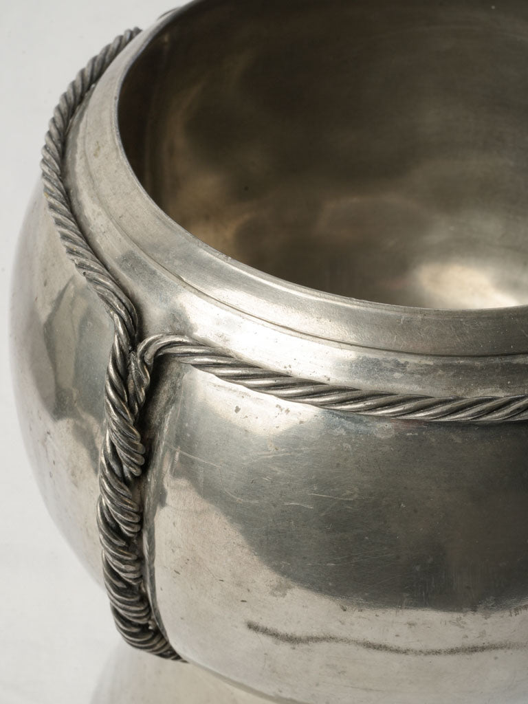 Striking French 1970s Pewter Champagne Bucket by Jean Goardère in Cork Form - 10¼"