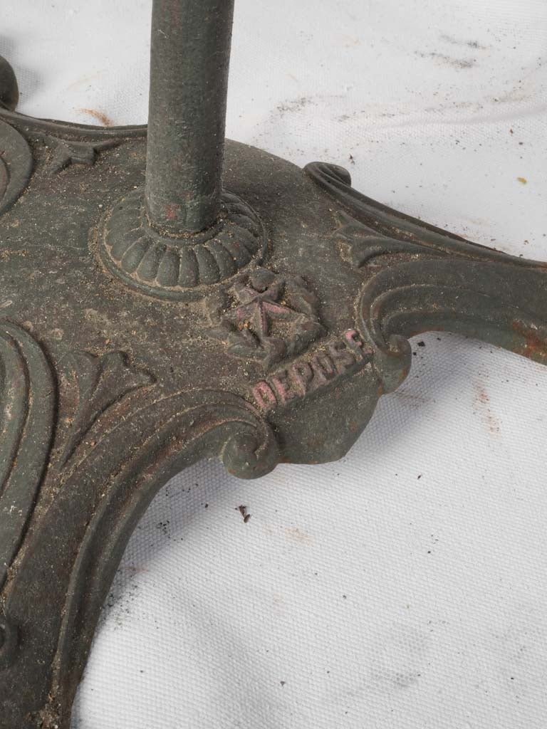 Late 19th to Early 20th Century French Cast Iron Bistro Table w/ Dark Slate Finish and Lion Paw Base - 28" x 21¾"