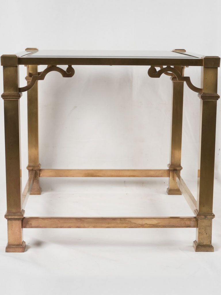 Vintage side table - brass & glass 27½" x 23¾"