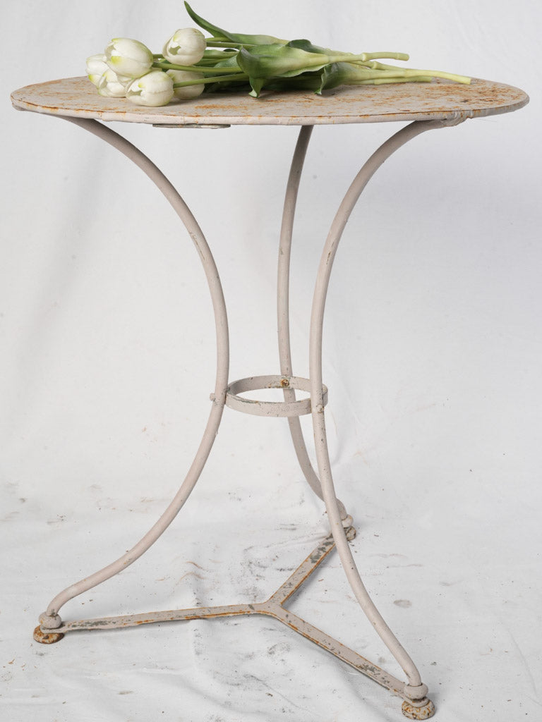 Low French Wrought Iron Guéridon w/ Soft Pink Patina Late 19th–Early 20th Century - 25½"