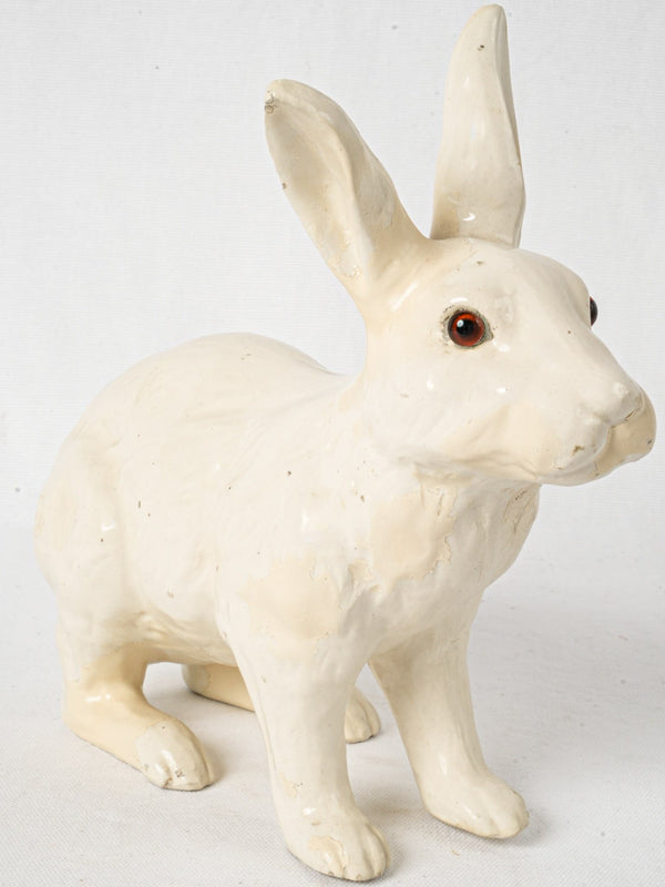 19th-century large beige terracotta rabbit - Mesnil de Bavent, Normandy 11"