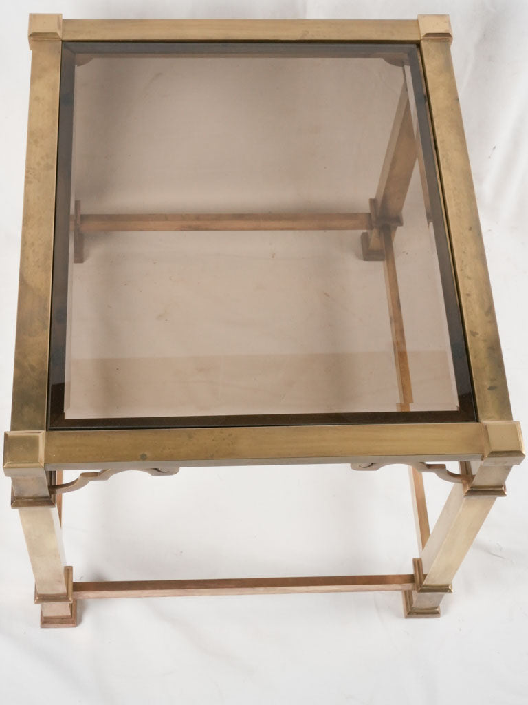 Vintage side table - brass & glass 27½" x 23¾"