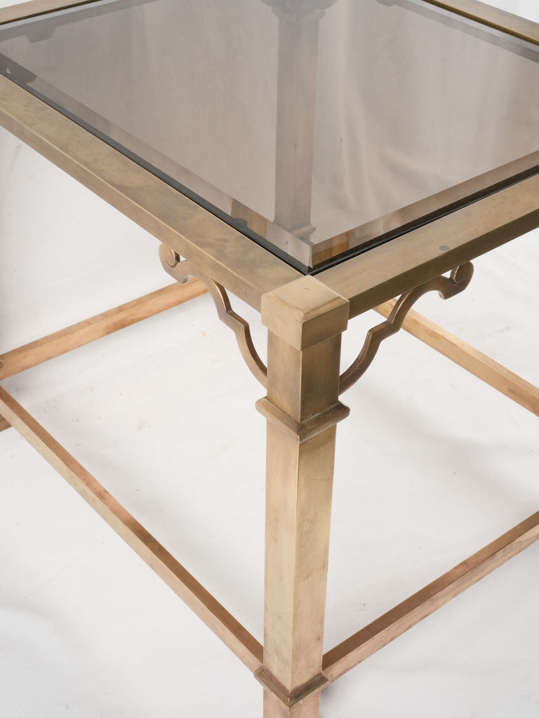 Vintage side table - brass & glass 27½" x 23¾"