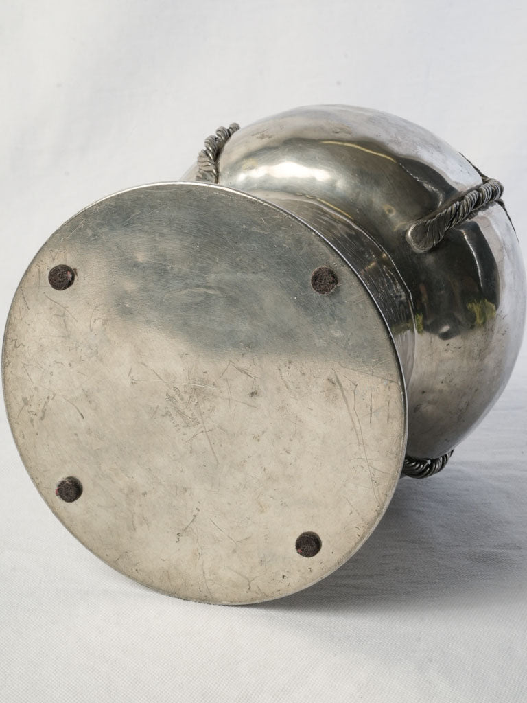 Striking French 1970s Pewter Champagne Bucket by Jean Goardère in Cork Form - 10¼"