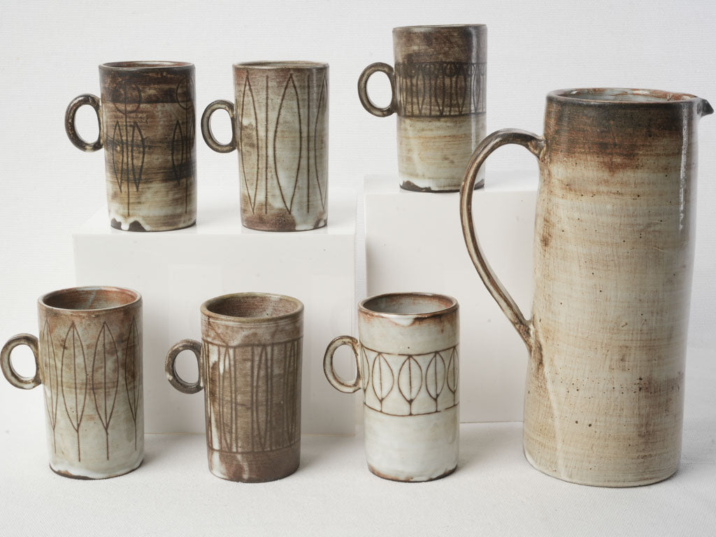 Matte-finish mid-century cups  