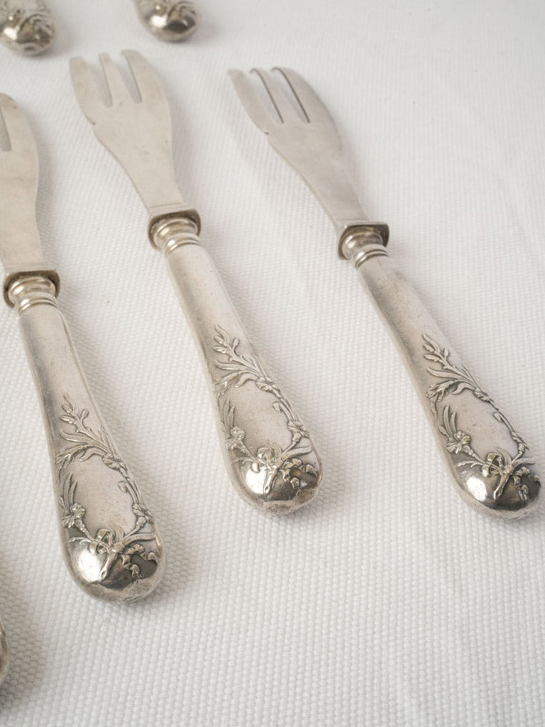 Set of Twelve Belle Époque Silver-Plated Melon Forks - 8¼"