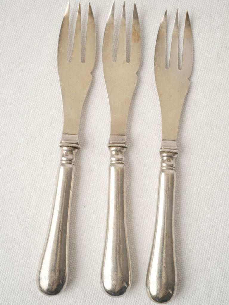 Set of Twelve Belle Époque Silver-Plated Melon Forks - 8¼"