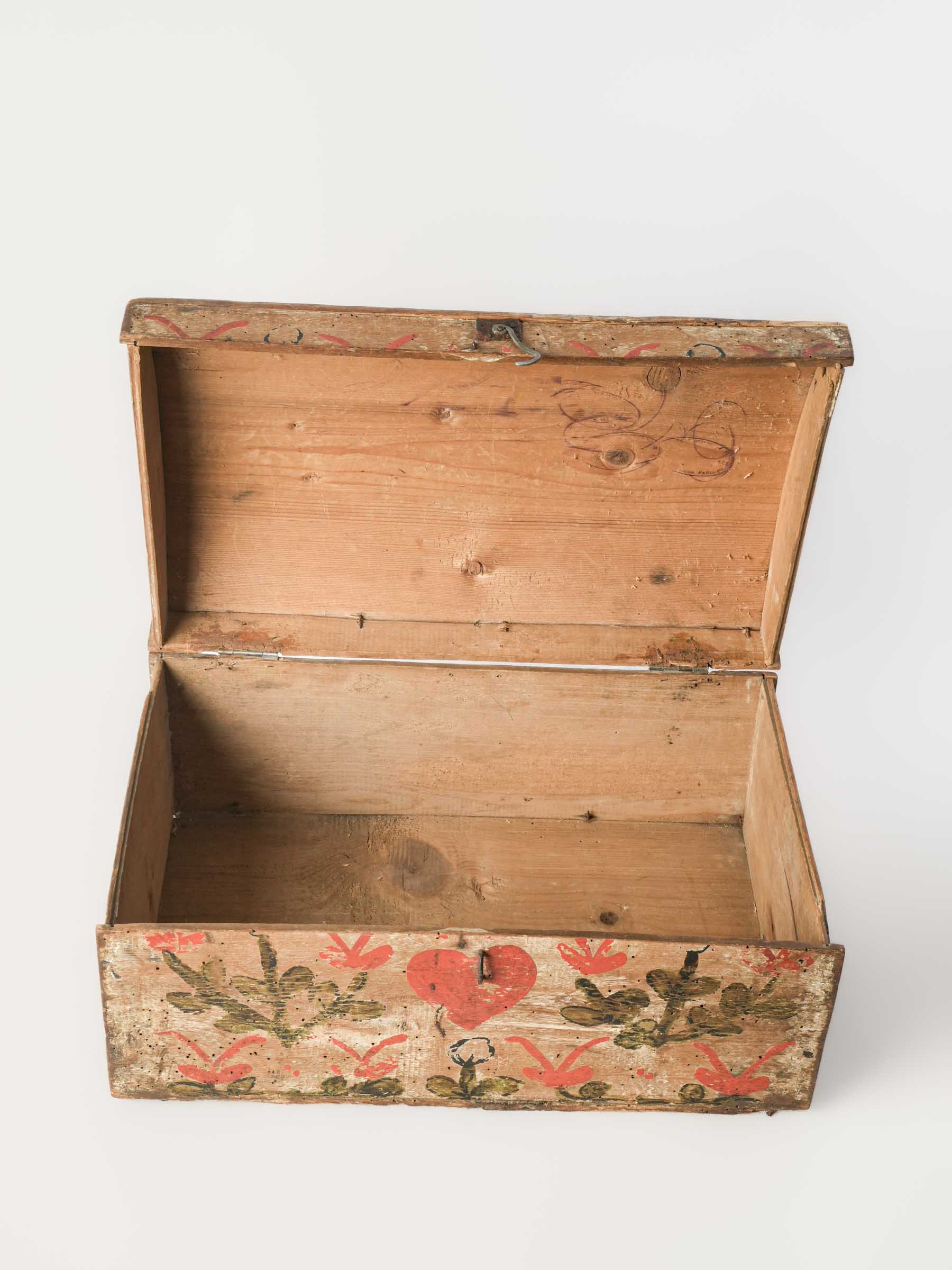 Weathered painted surface storage piece  