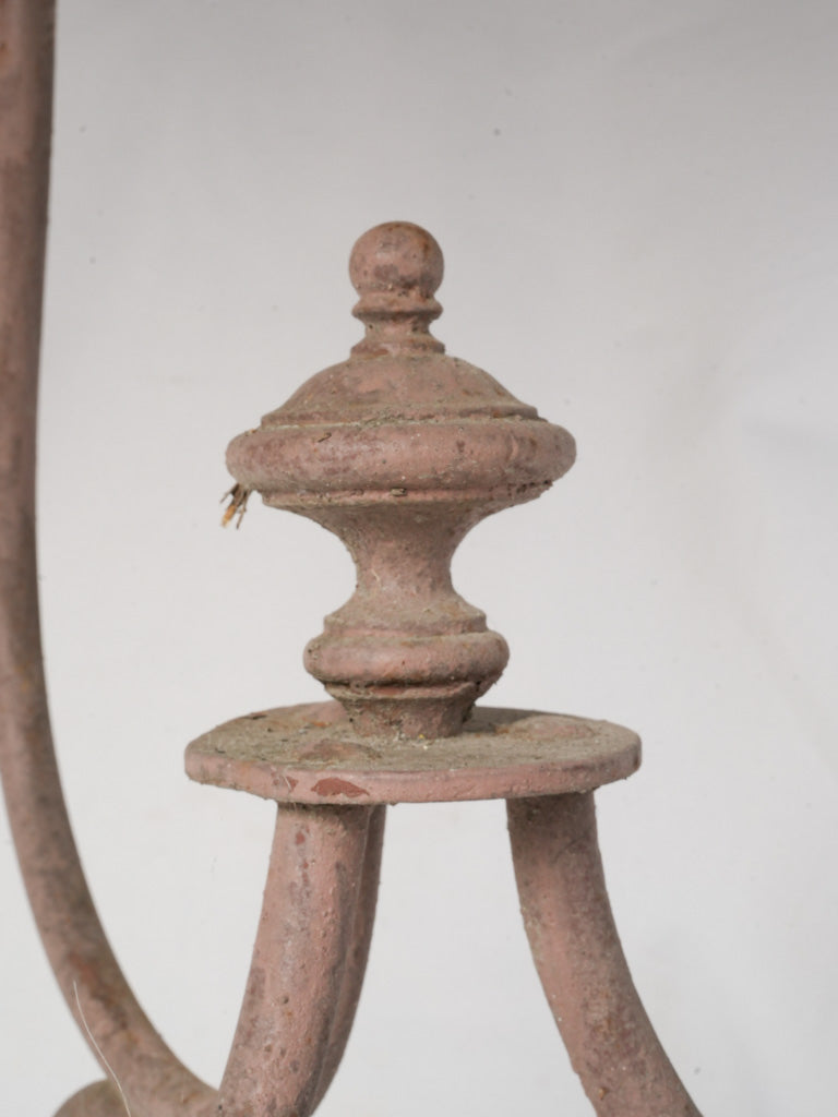 Late 19th Century French Wrought Iron Garden Table w/ Scrolling Base and Faux-Caning Top - 40¼"