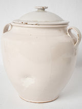 Antique French white-glazed terracotta preserving pot