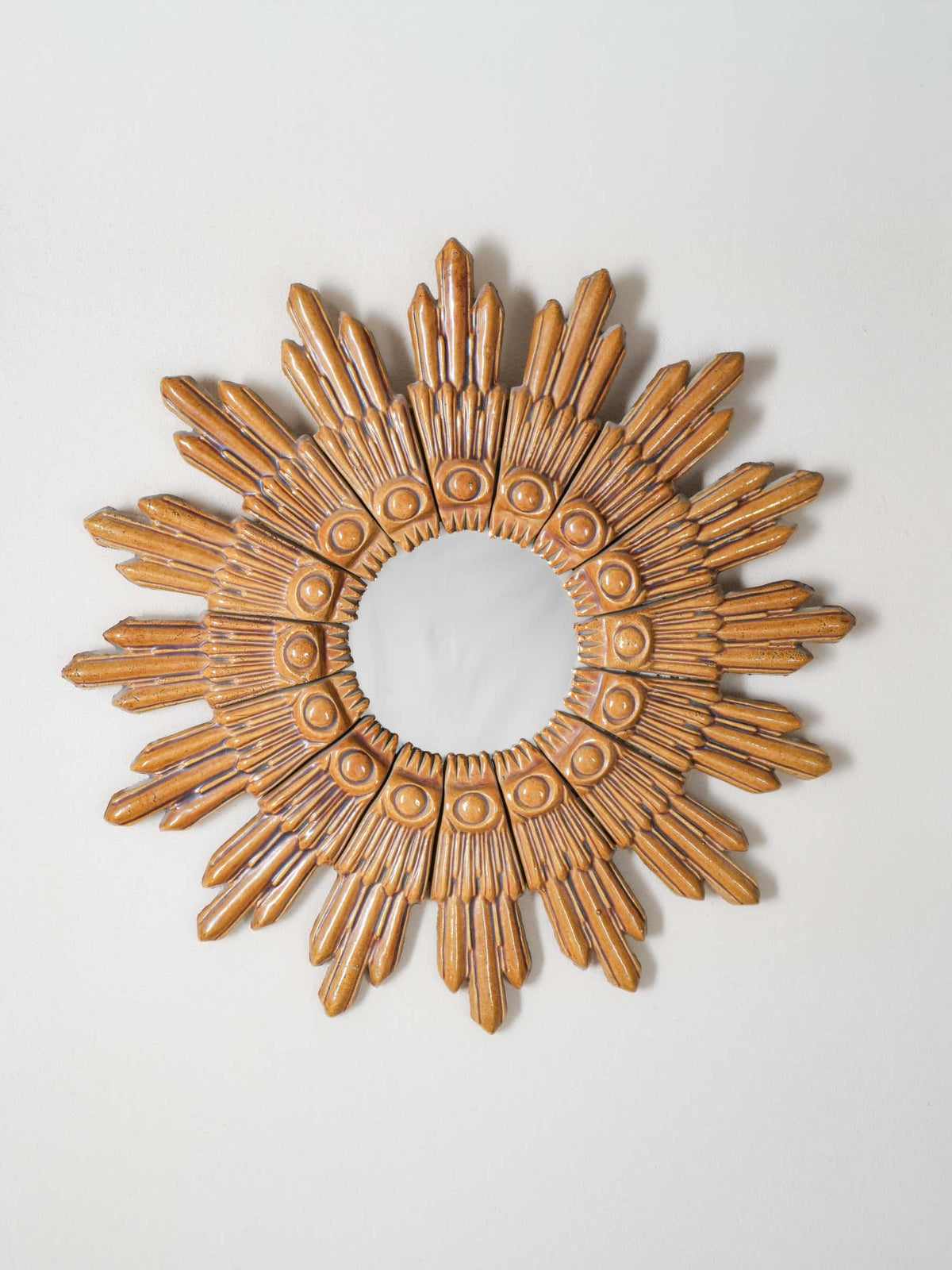 Radiant Vintage French Ceramic Sunburst Mirror, circa 1960 - 24¾"