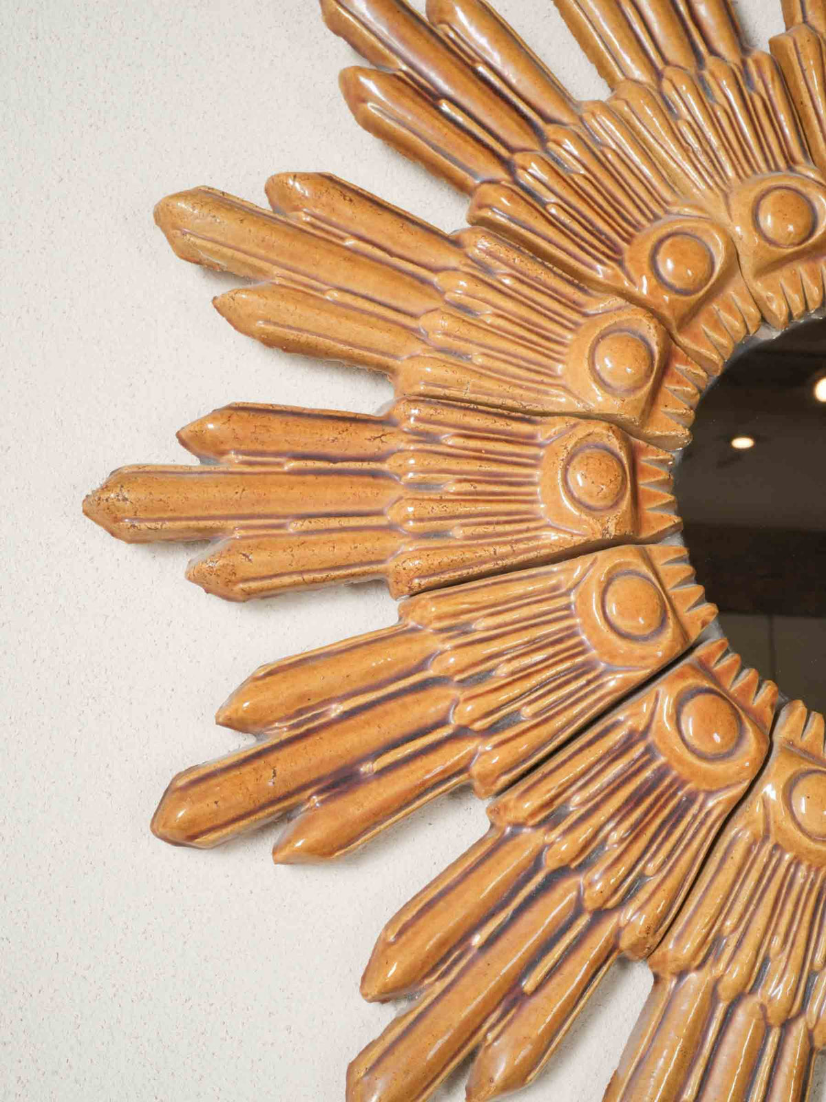 Radiant Vintage French Ceramic Sunburst Mirror, circa 1960 - 24¾"