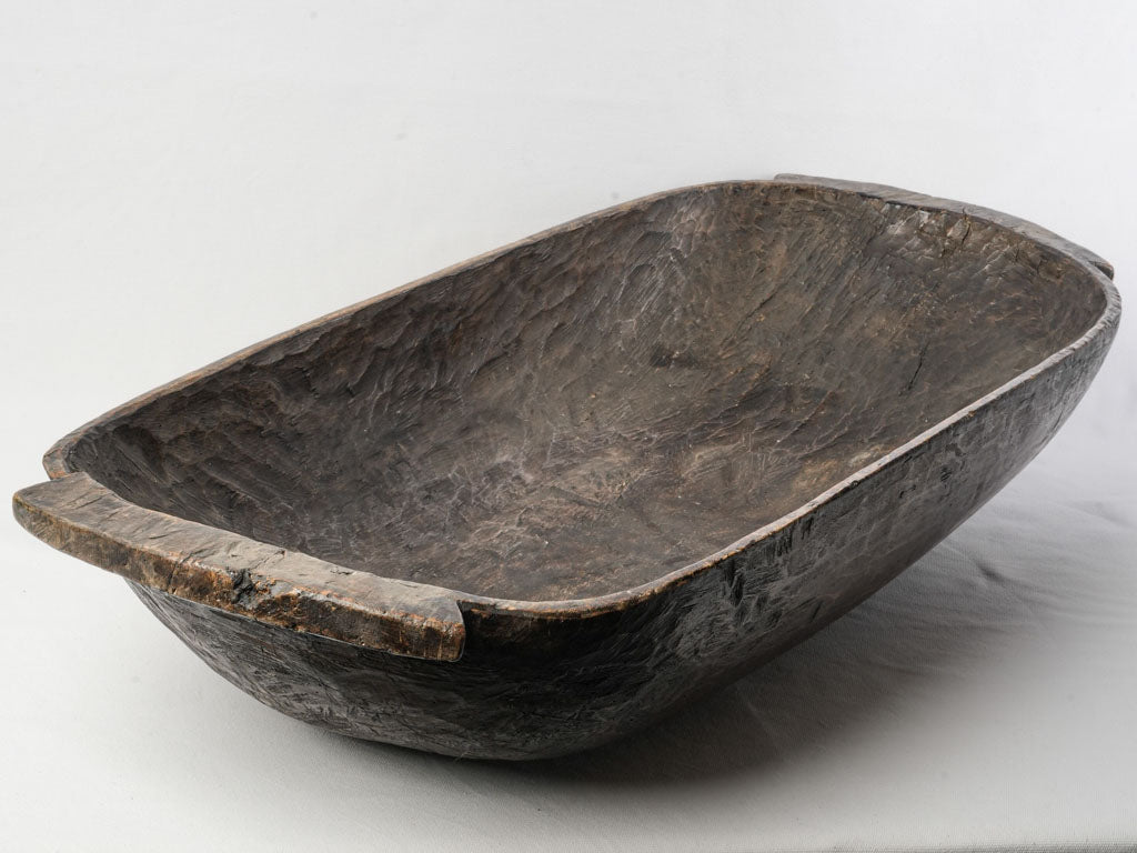 Vintage dark patina dough bowl  
