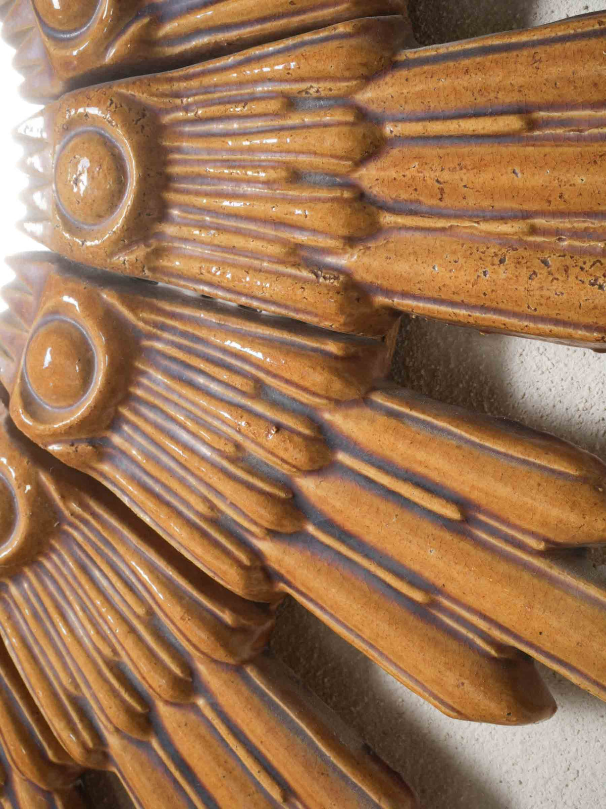 Radiant Vintage French Ceramic Sunburst Mirror, circa 1960 - 24¾"