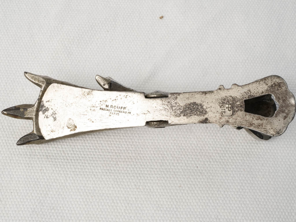 Circa 1900 Silver Plated Claw French Paper Clip, M. Rouff - 5½"