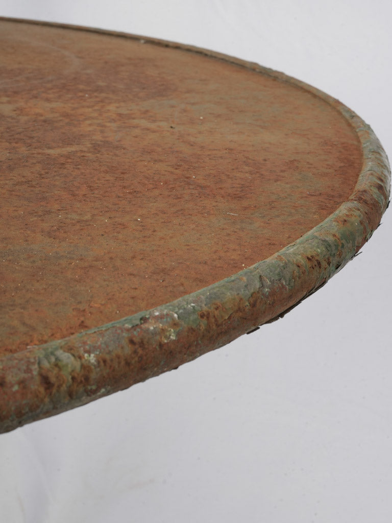 Late 19th Century French Arras Wrought and Cast Iron Outdoor Table w/ Scrolling Legs and Lion Paw Feet - 26" x 31"