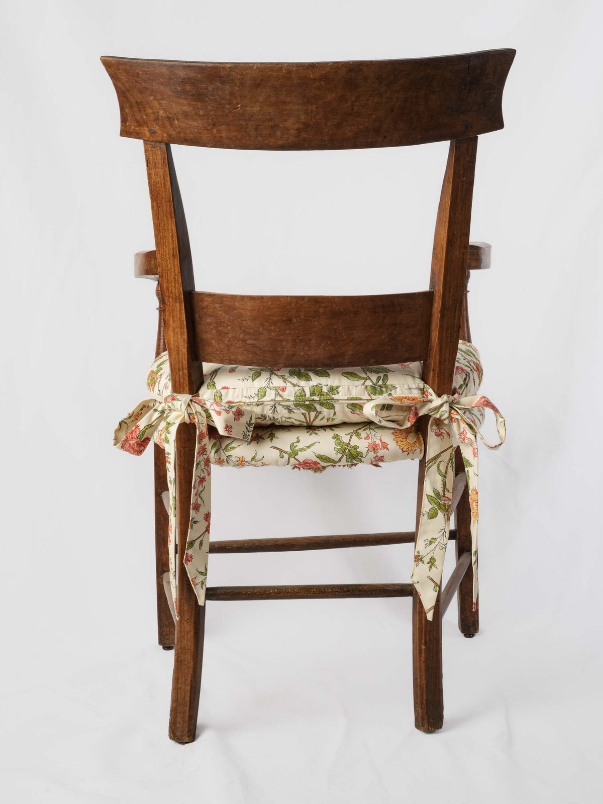 Small 19th-Century Provençal Walnut Armchair w/ Pierre Frey Cushions