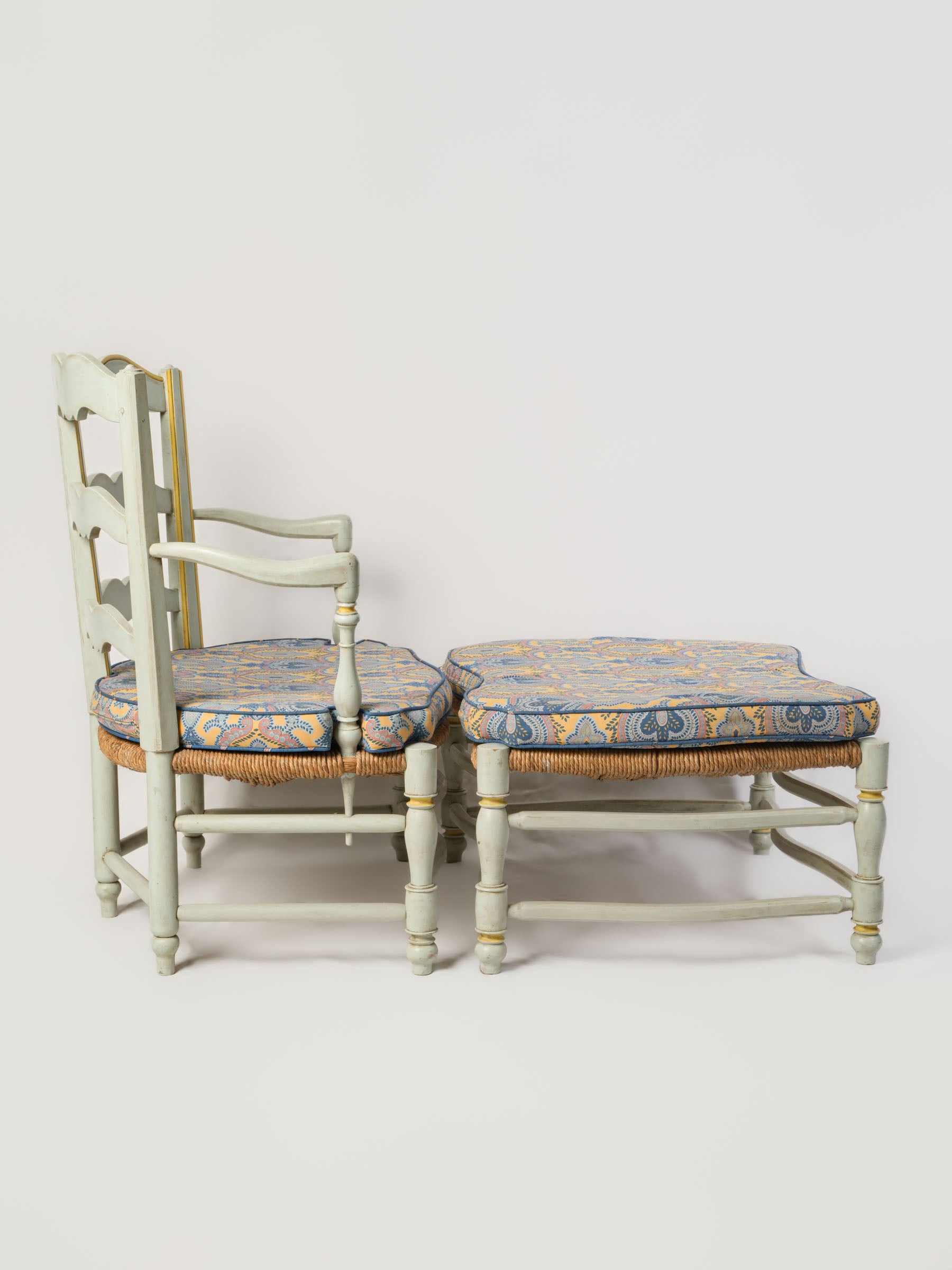 Antique carved wooden frame armchair