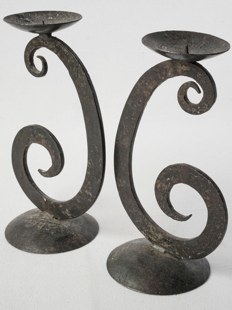 Vintage rustic wrought iron candle holders