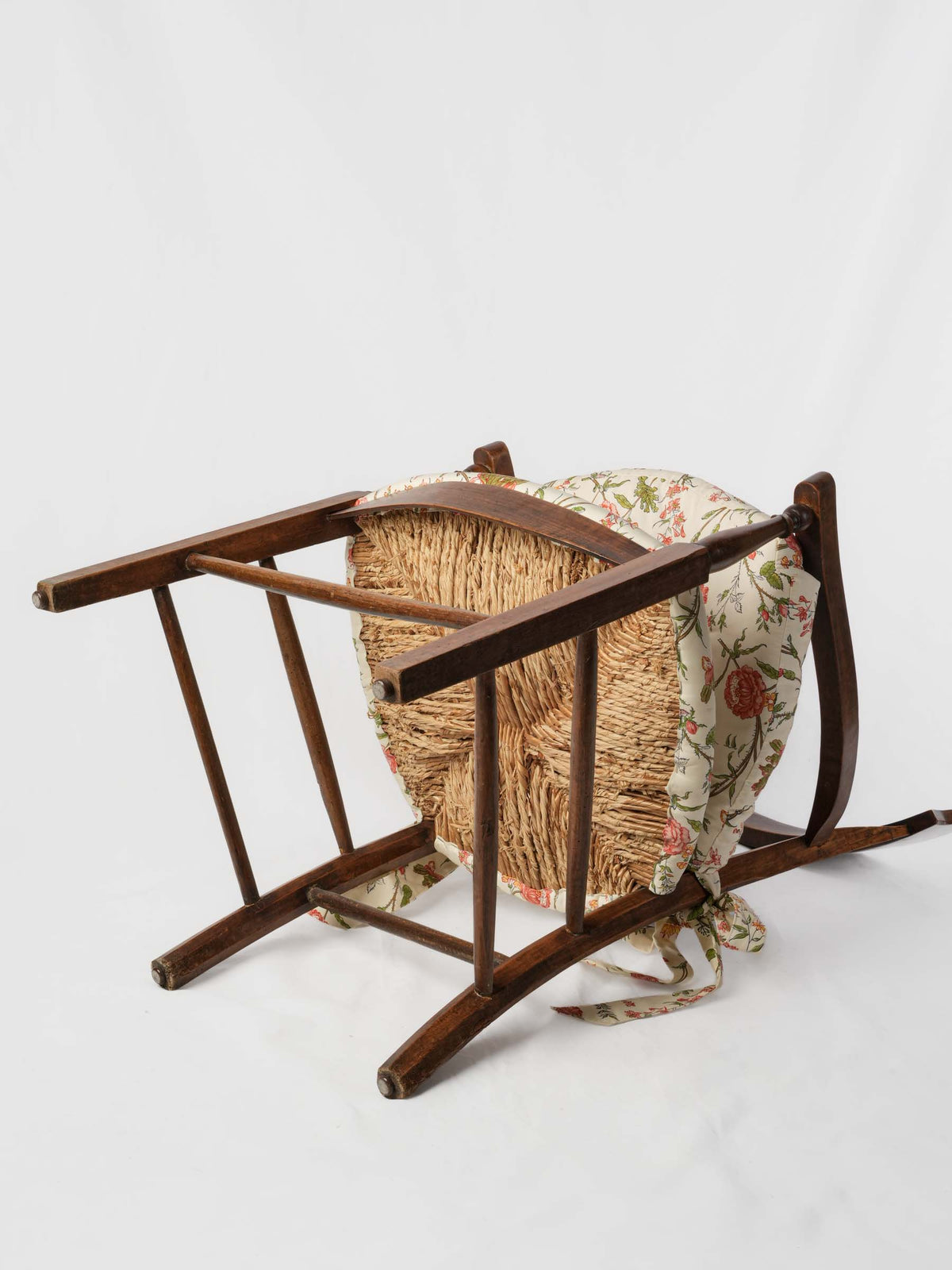 Small 19th-Century Provençal Walnut Armchair w/ Pierre Frey Cushions