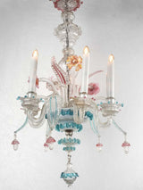 18th century Murano glass chandelier - pink & blue 30¾"