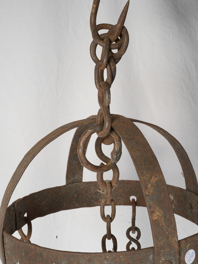 Antique French Wrought Iron Chandelier (Repurposed Butcher's Crown) - 30"