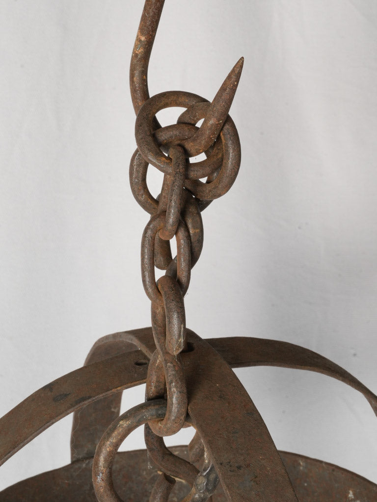 Antique French Wrought Iron Chandelier (Repurposed Butcher's Crown) - 30"