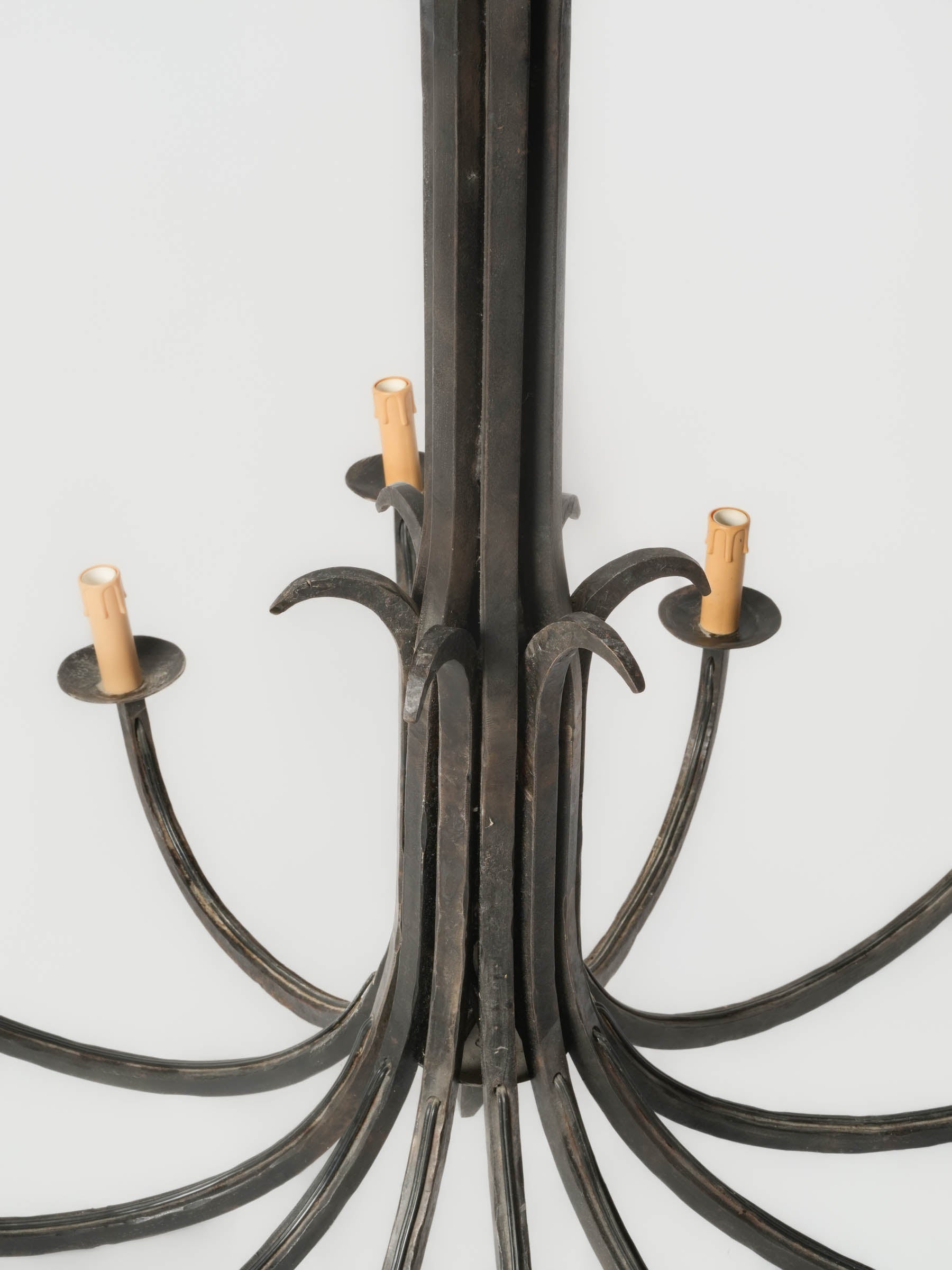 Dark patina Brutalist chandelier  