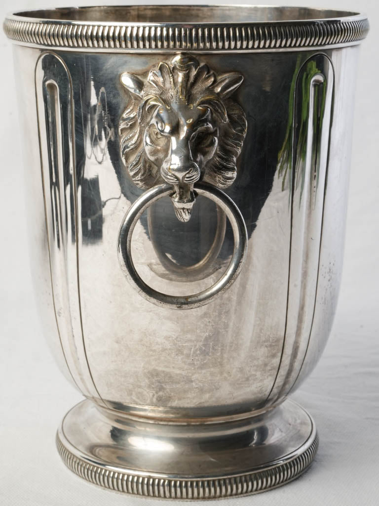 Chic Silver Plated Champagne Bucket w/ Lion Handles c. 1920 - 8¾"
