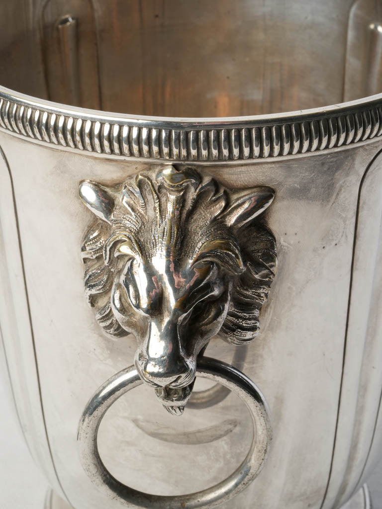Chic Silver Plated Champagne Bucket w/ Lion Handles c. 1920 - 8¾"