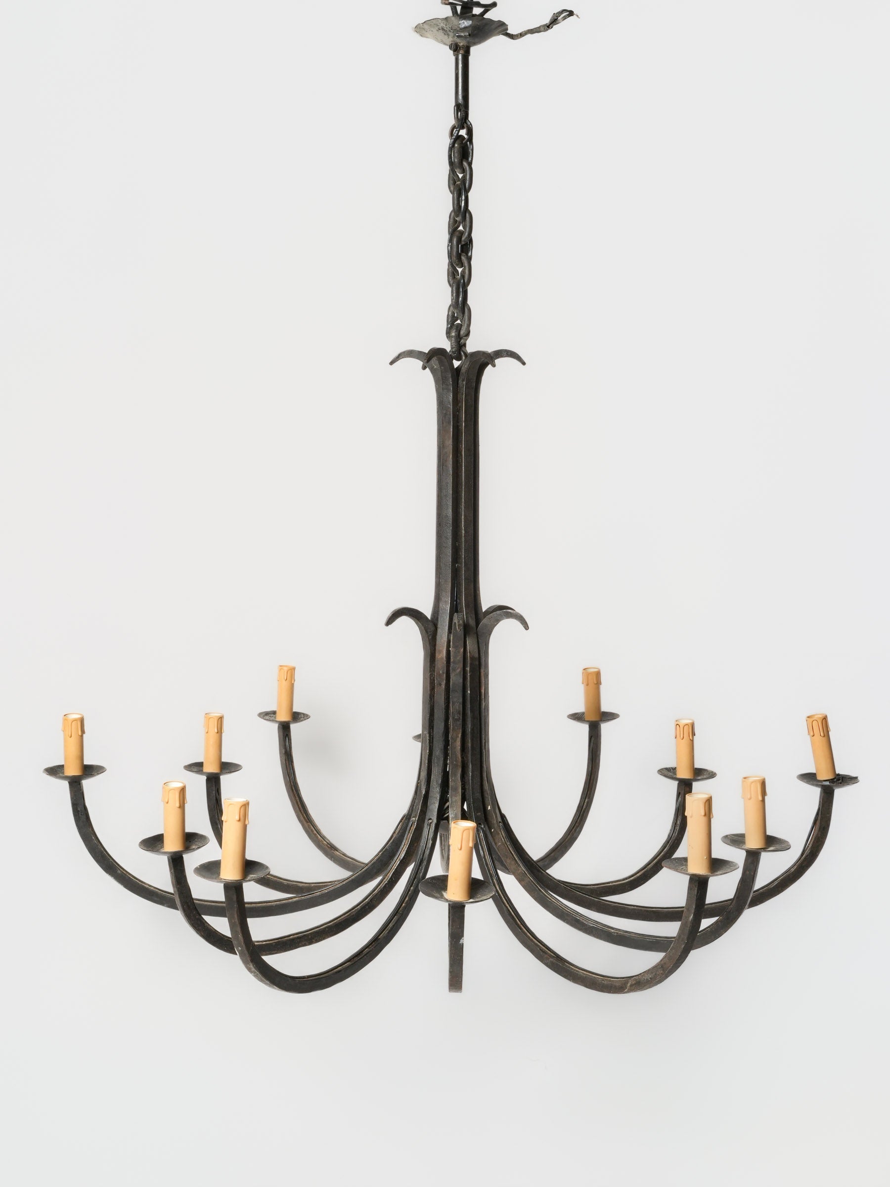 Sculptural Neo-Gothic iron lighting  