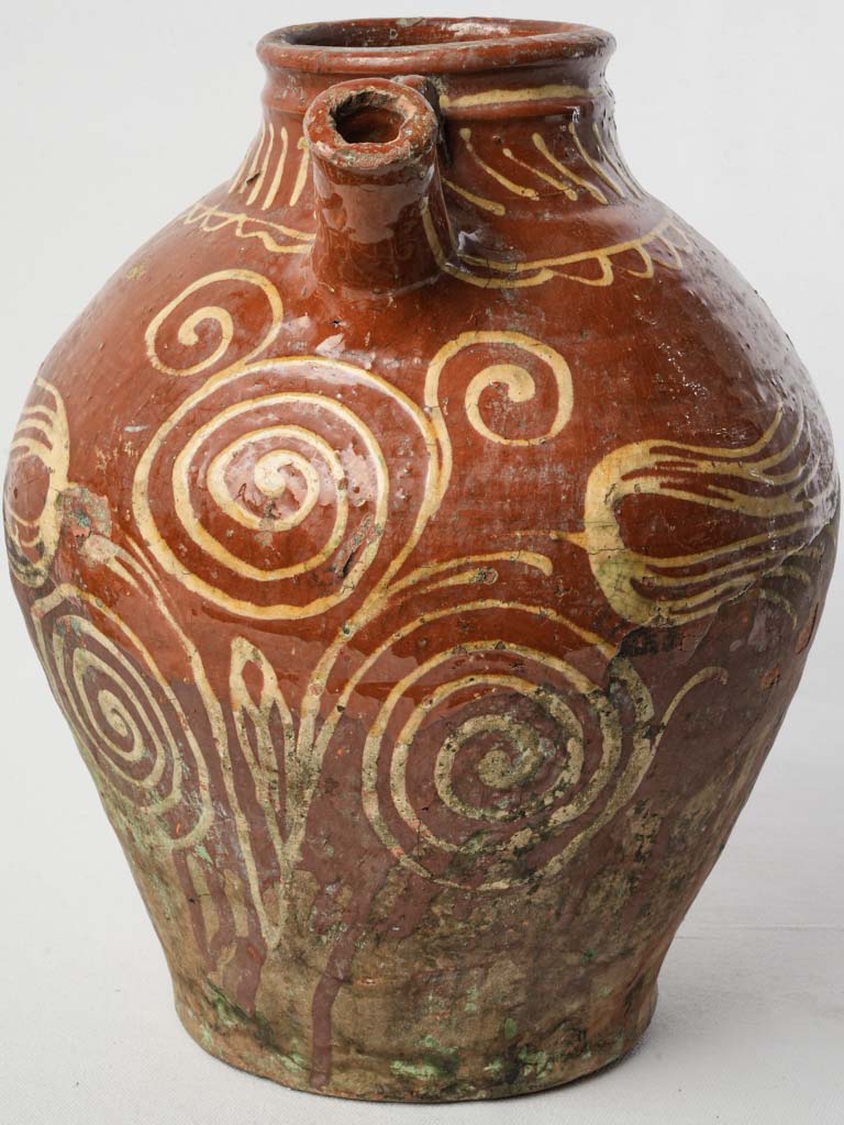 Elegant two-tone pottery jar.