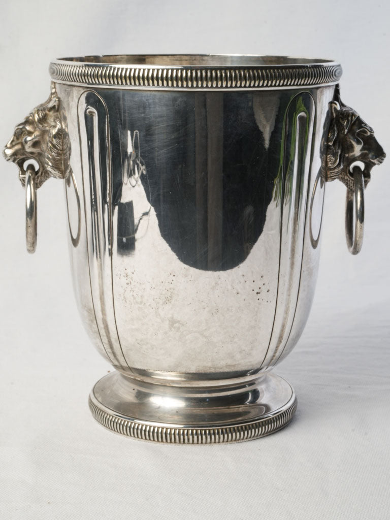 Chic Silver Plated Champagne Bucket w/ Lion Handles c. 1920 - 8¾"