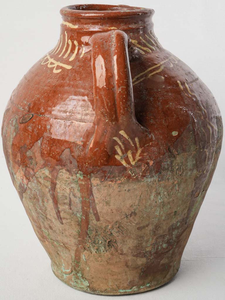 Earthy finish Burgundy jar.
